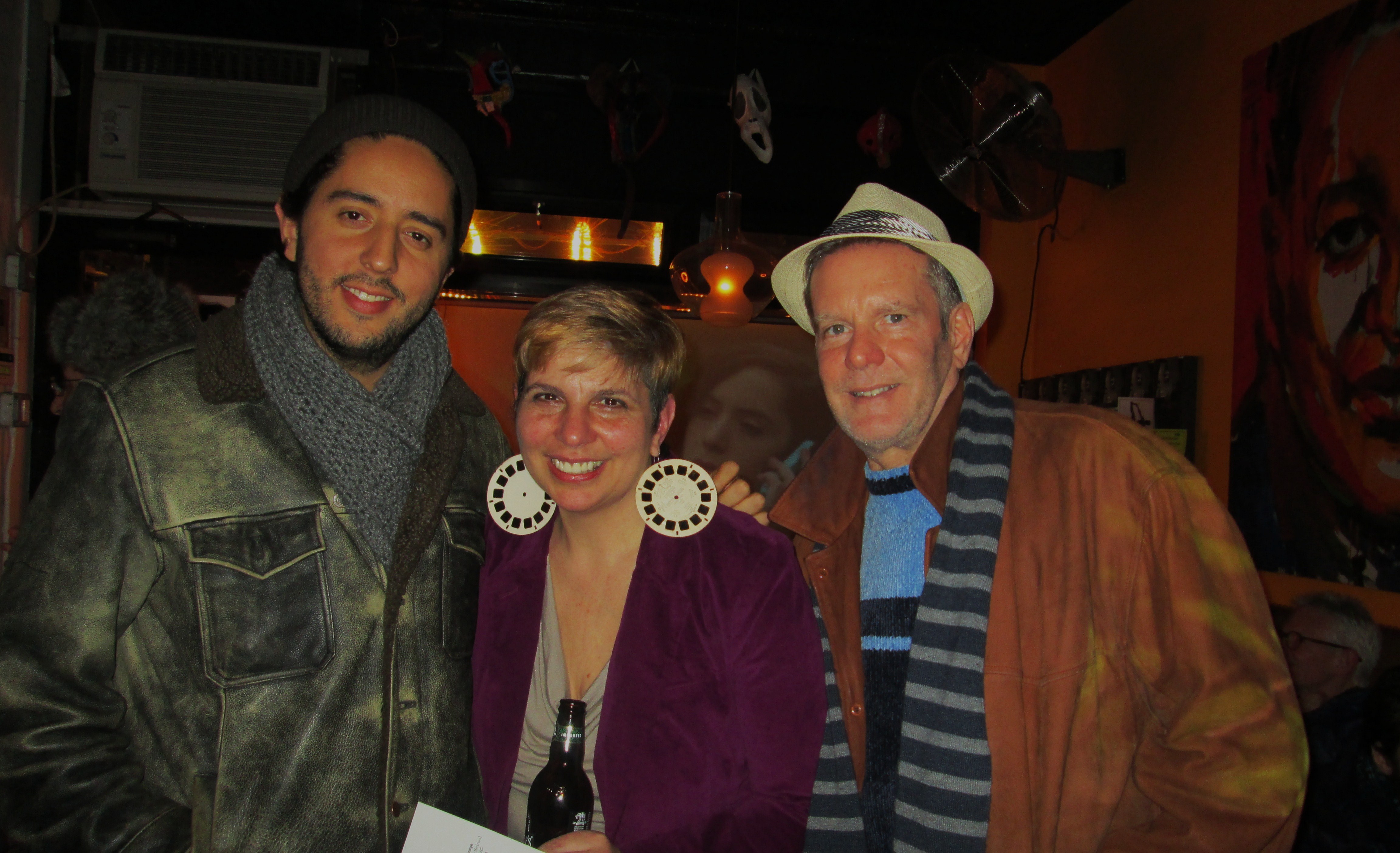 Queens World Film Festival Movie Trailer Party. Jackson Heights filmmakers Adrian Manzano, Celeste Balducci and Paul Kelly--March 3, 2013.
