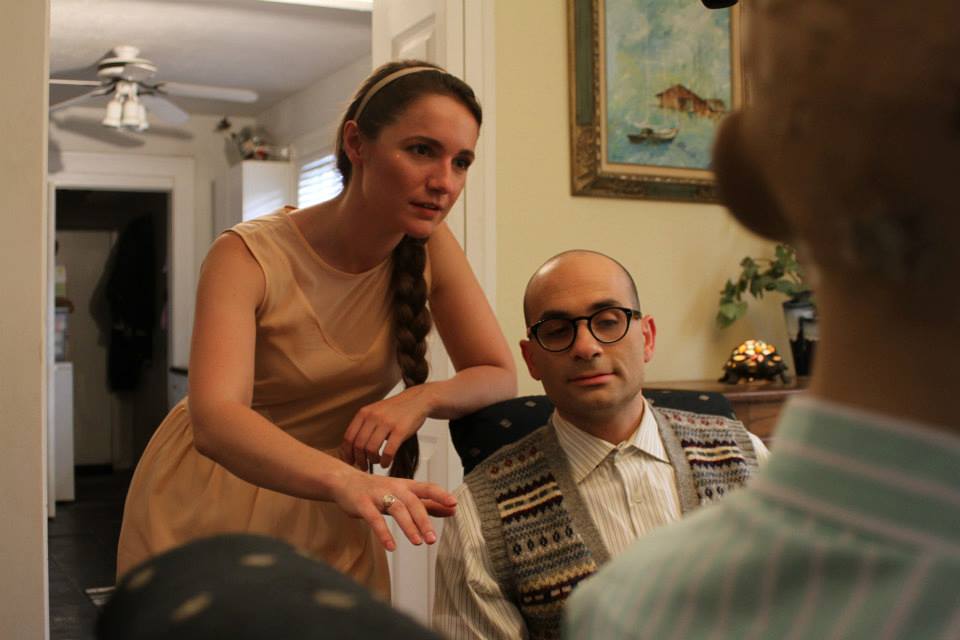 Nicole Kovacs (with actor, Vince Pisani) on the set of 