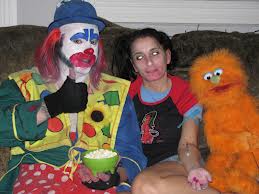 Kim hanging on the set of No Clowning Around with Mumbles the Clown & Mr. Peepers