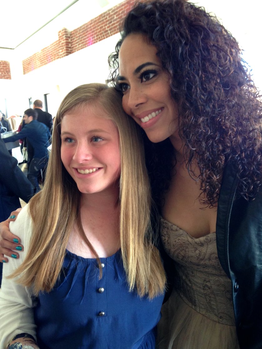 Eva Amantea with Leslie A. Hughes from The Bachelor at a gifting suite for St. Jude's Childrens Hospital