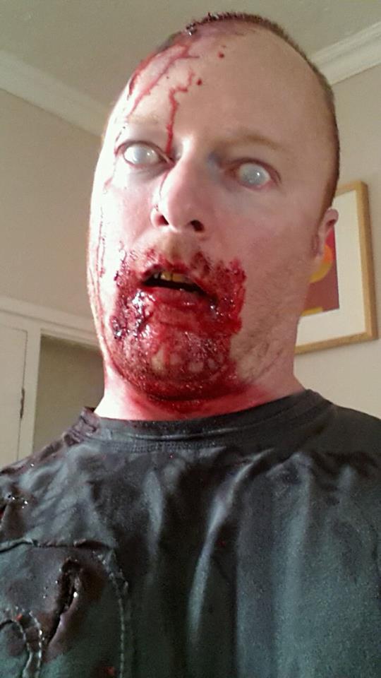 Rod Glenn with zombie make up for the film, Too Young to Die.