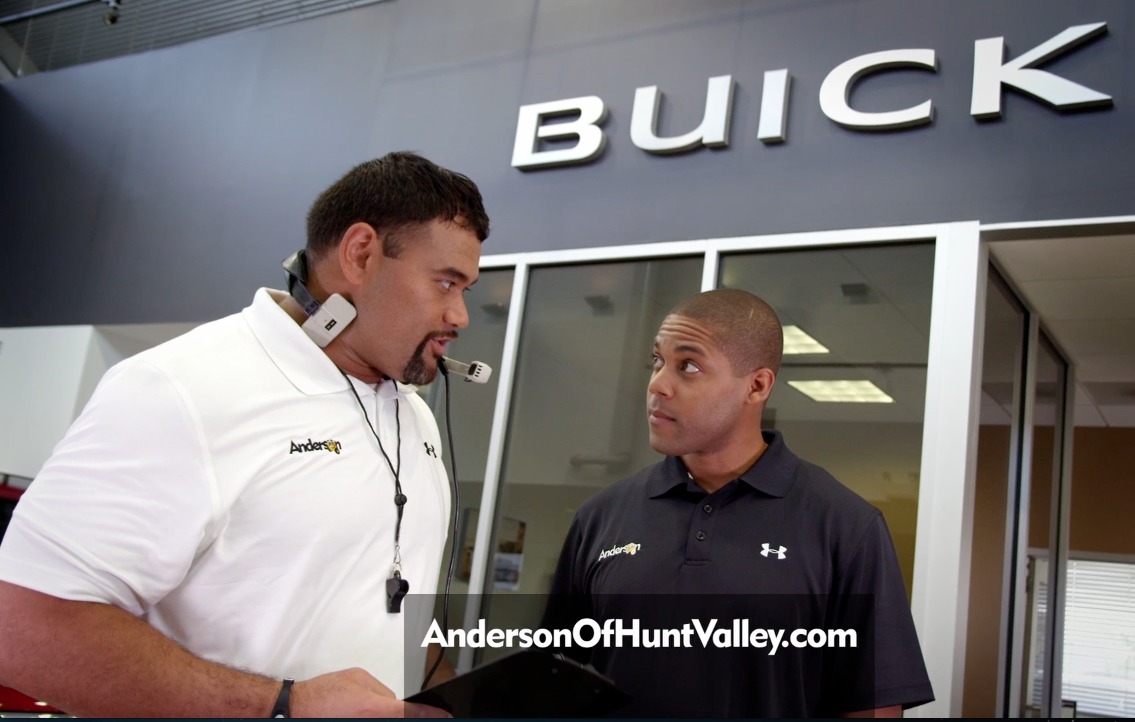 Still of NFL Ravens NT Haloti Ngata and Reuel Pendleton on set for Buick Commercial