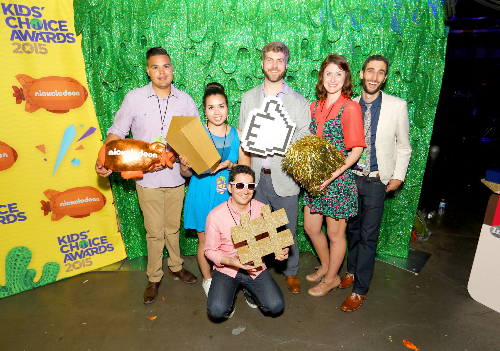 The Nickelodeon social content team backstage at the Kids' Choice Awards 2015