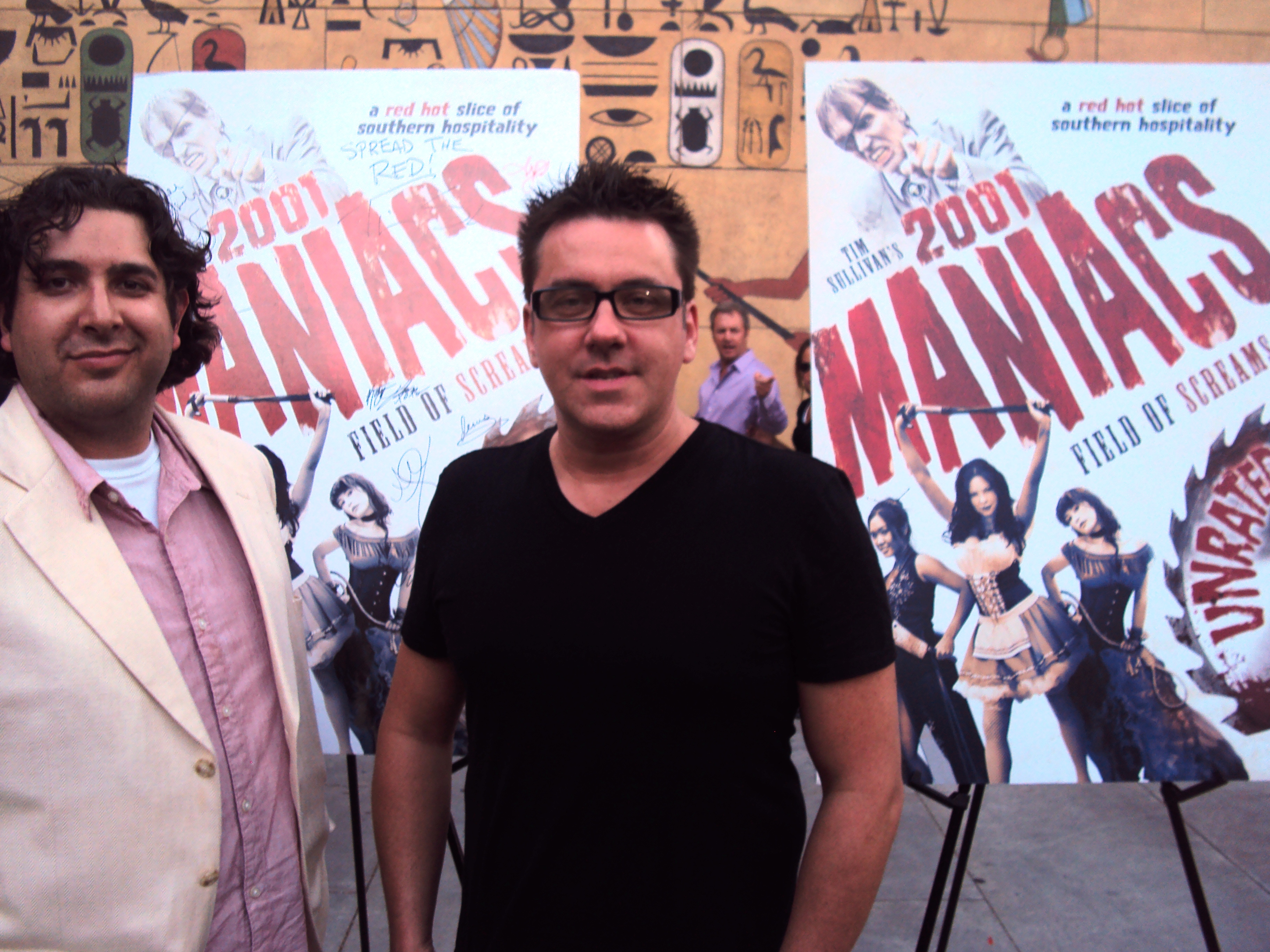John Crockett and Brian McCulley on the red carpet at the premiere of 2001 Maniacs Field of Screams.
