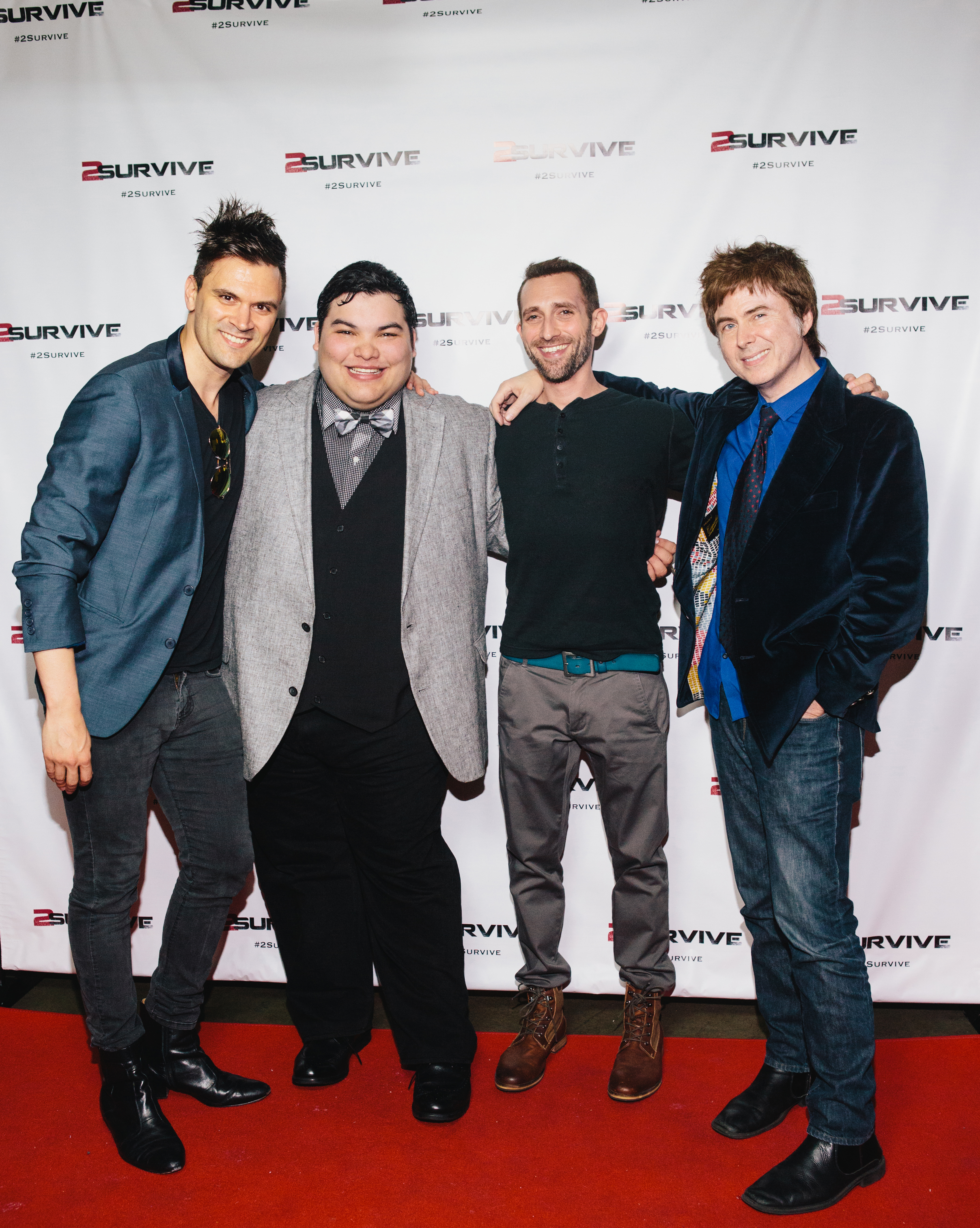 Kash Hovey, Sean Liang, Steve Sirkis, Quinton Flynn at 2 SURVIVE premiere.