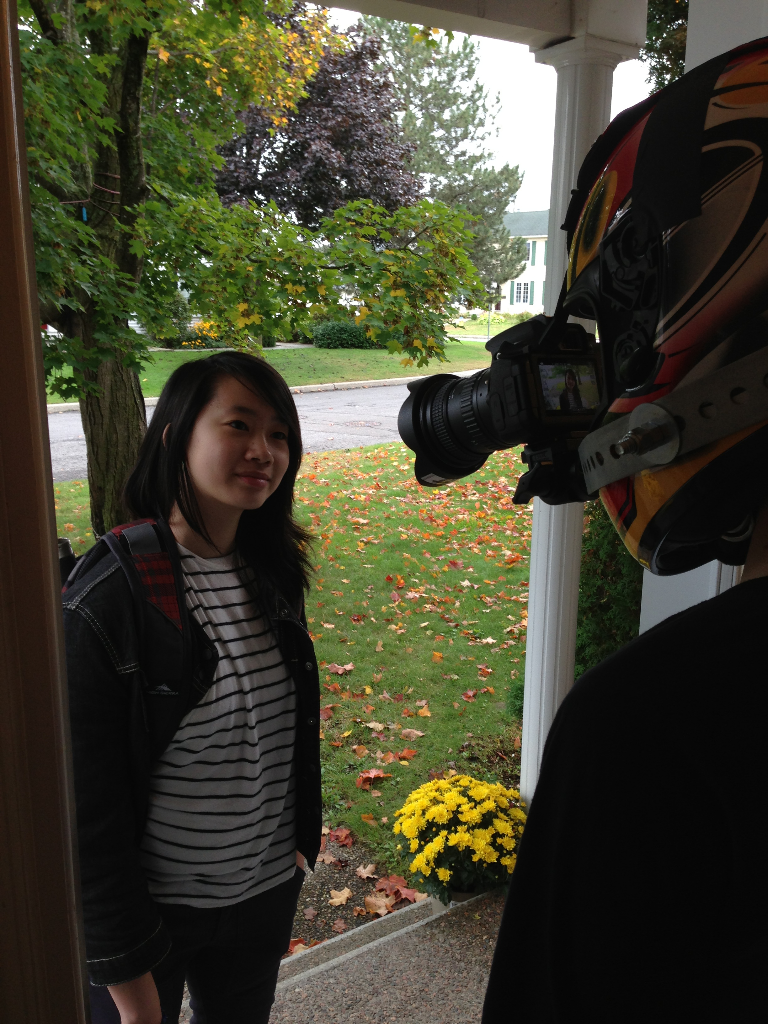 Morgana filming the POV sequence for the short film Gifts (Rebecca Tsang, Morgana McKenzie)