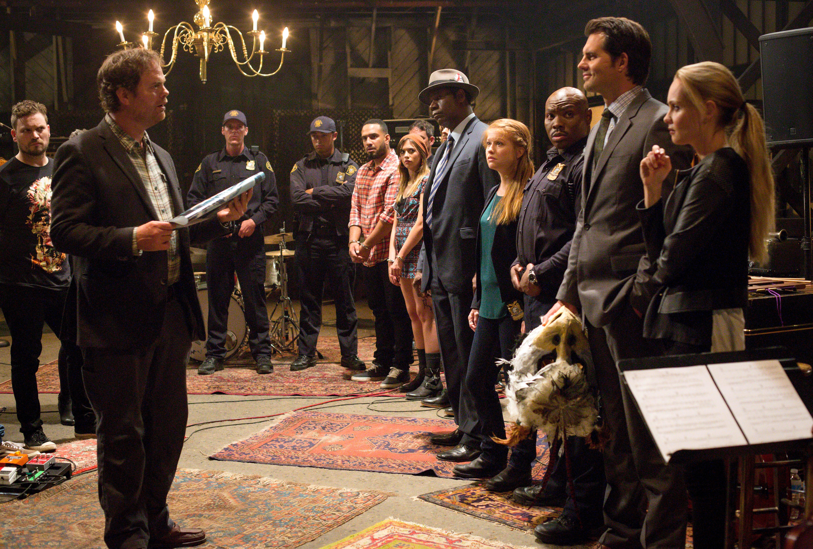 Still of Dennis Haysbert, Beatrice Rosen, Rainn Wilson, Page Kennedy and Genevieve Angelson in Backstrom (2015)