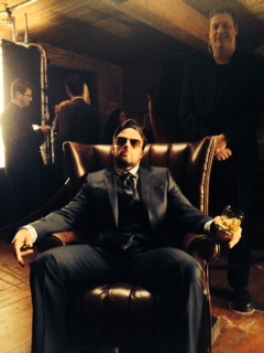 On set of Gibson's Whiskey commercial.