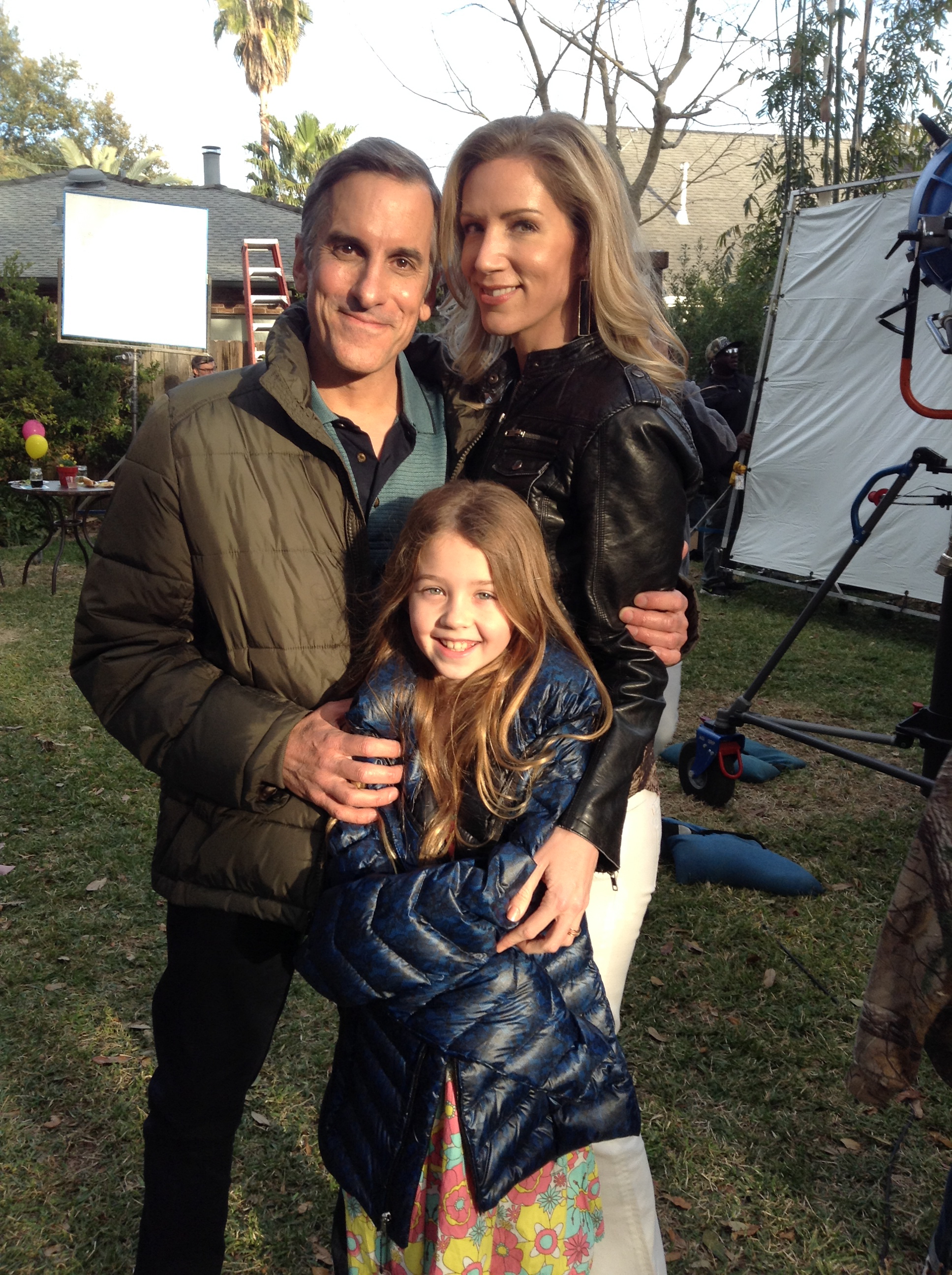 Wayne Pere, Stella Allen and Michelle Holland on the set of ZOO