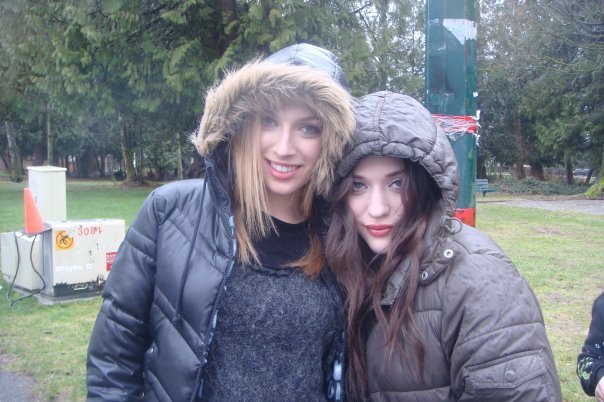 Laura Jacobs and Kat Dennings on the set of Daydream Nation