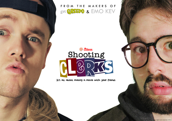 Bain as Jason Mewes in promo poster for Shooting Clerks.