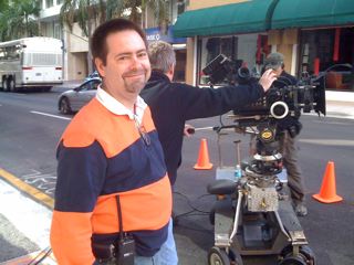 Scott Coventry of the Choco-Purples candy television commercial shoot in downtown Miami