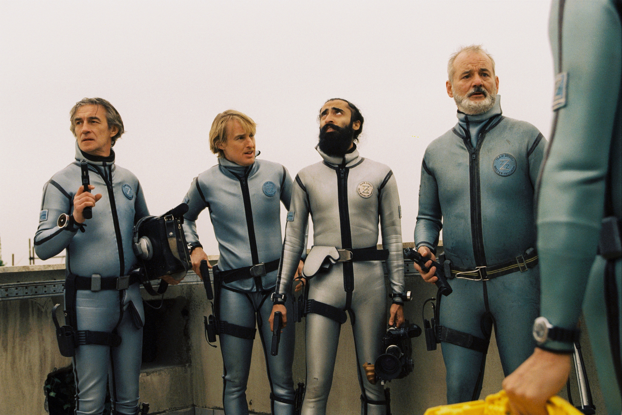 Still of Bill Murray, Owen Wilson, Pawel Wdowczak and Waris Ahluwalia in The Life Aquatic with Steve Zissou (2004)