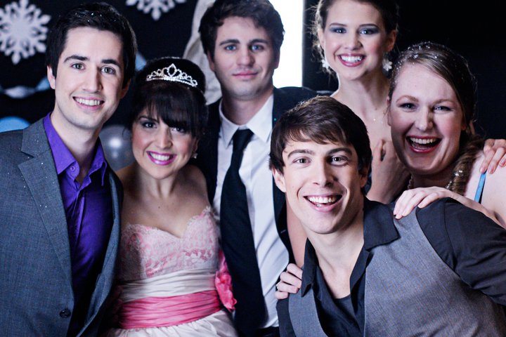 Julian LeBlanc (far left) with other cast members on the set of Heart of Dance.