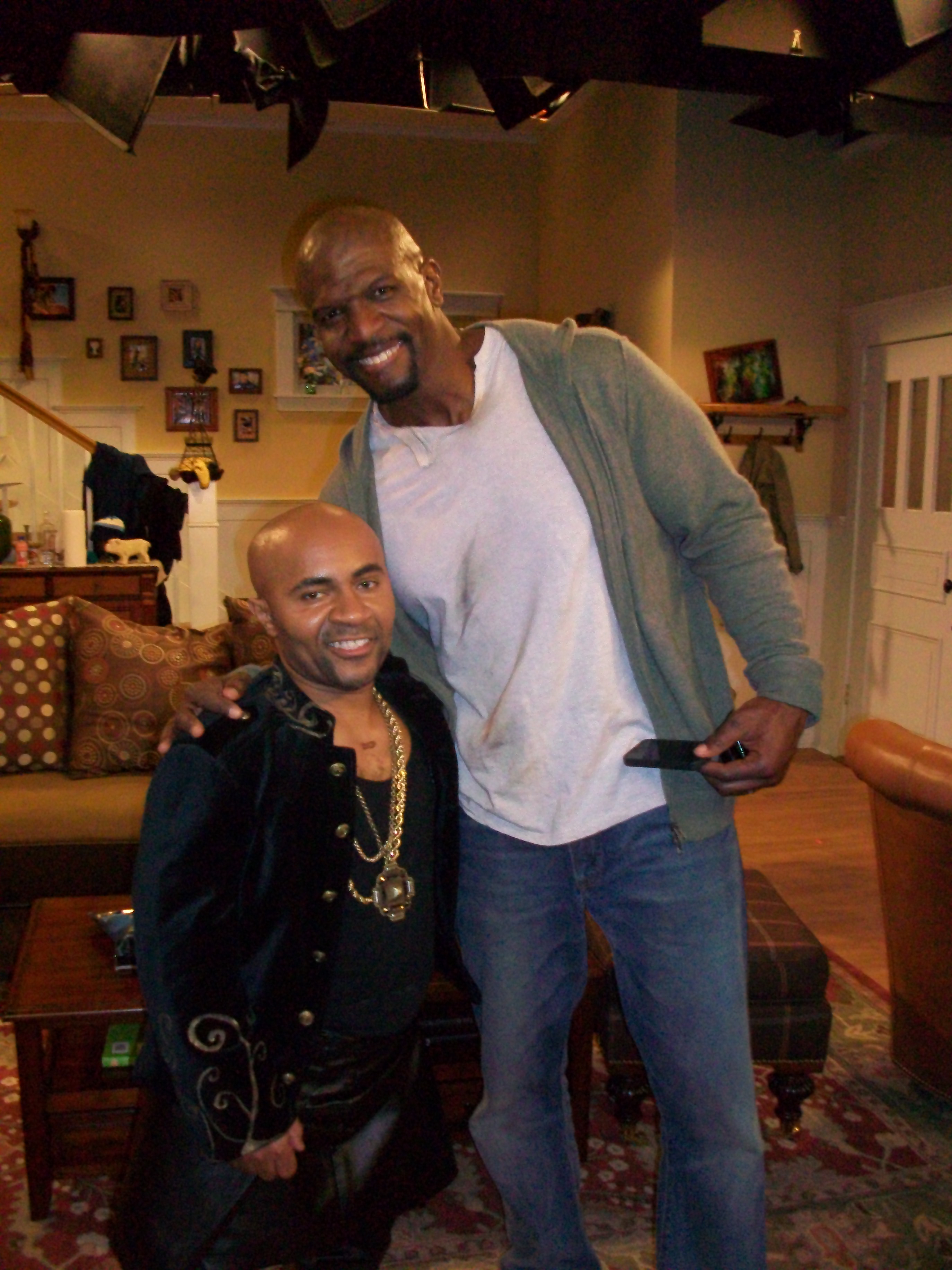 Terry Crews and Lil Bob on set AWTY season 3