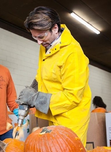 Production Still of Jonathan Silver Scott on the set of Pumpkin Wars