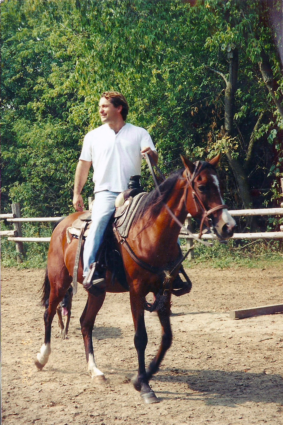 At home on his ranch.