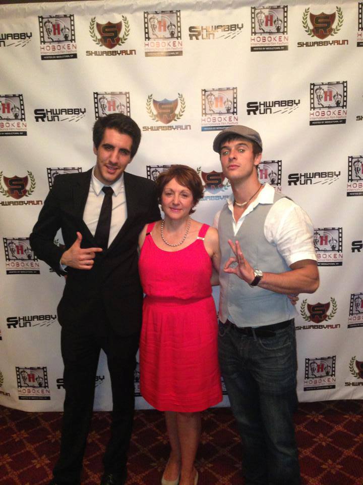 Anthony DiMieri, Rose Fiore, and John Michael Hastie on the red carpet at the Hoboken International Film Festival.