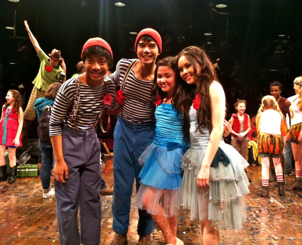 Montana with Jon Viktor Corpuz, Telly Leung, and Anna Maria Perez de Tagle after her Broadway debut