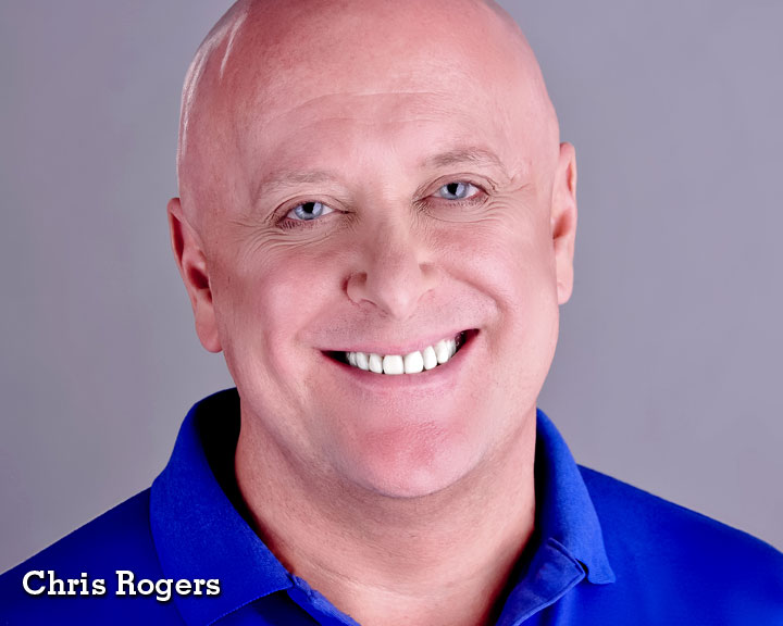 Chris Rogers commercial headshot, no goatee, blue polo