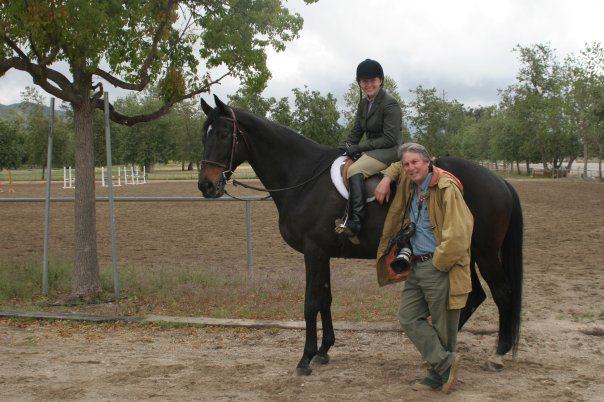 Suzanne LaChasse with father, photographer, William LaChasse, and her horse, Blackjack Cat.