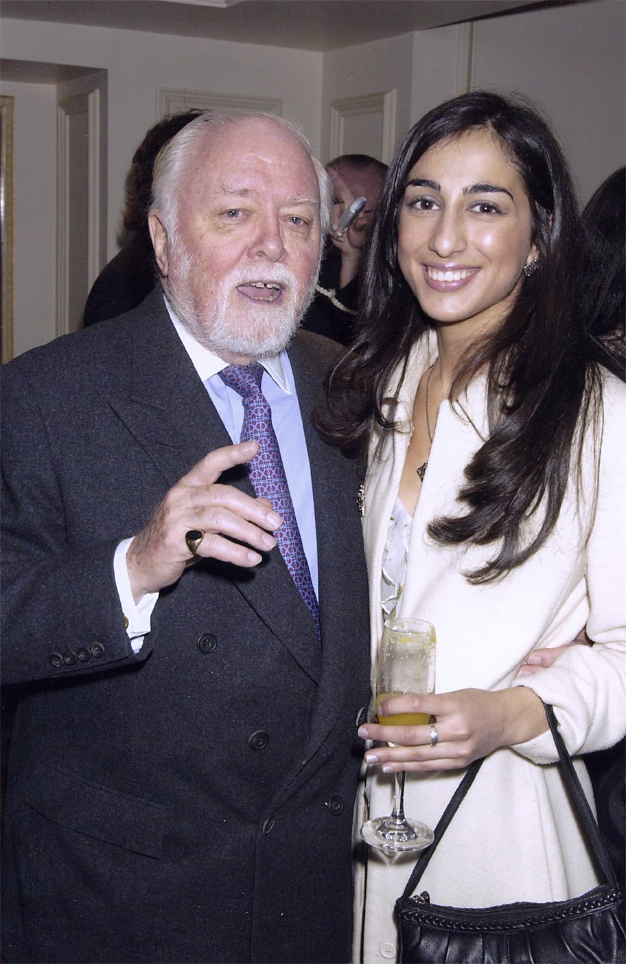 Sir Richard Attenborough & Elif Knight at The Evening Standard Theatre Awards. They are receive a Joint award.