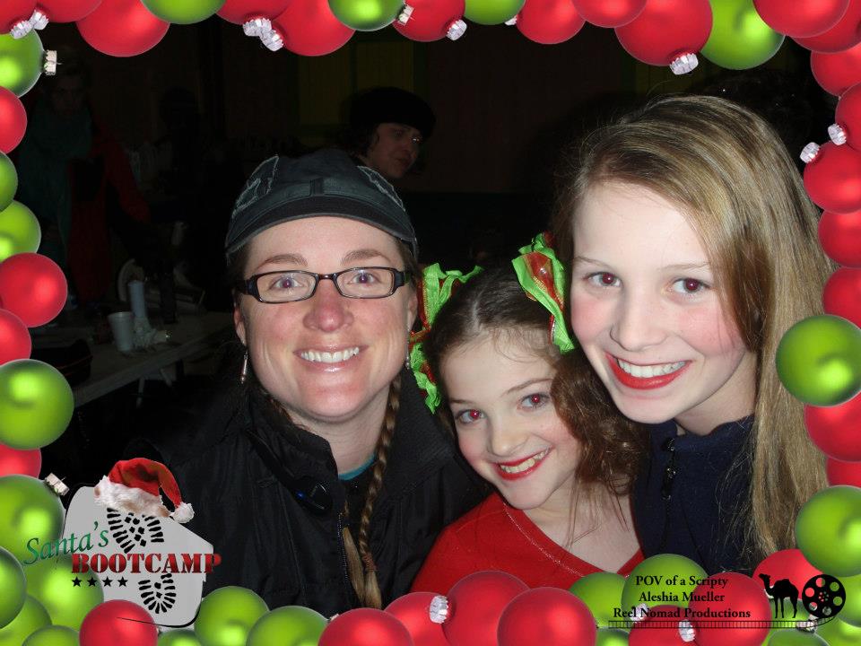 Scripty Aleshia Mueller with Erika Bierman and Madison Thompson. Santa's Boot Camp.