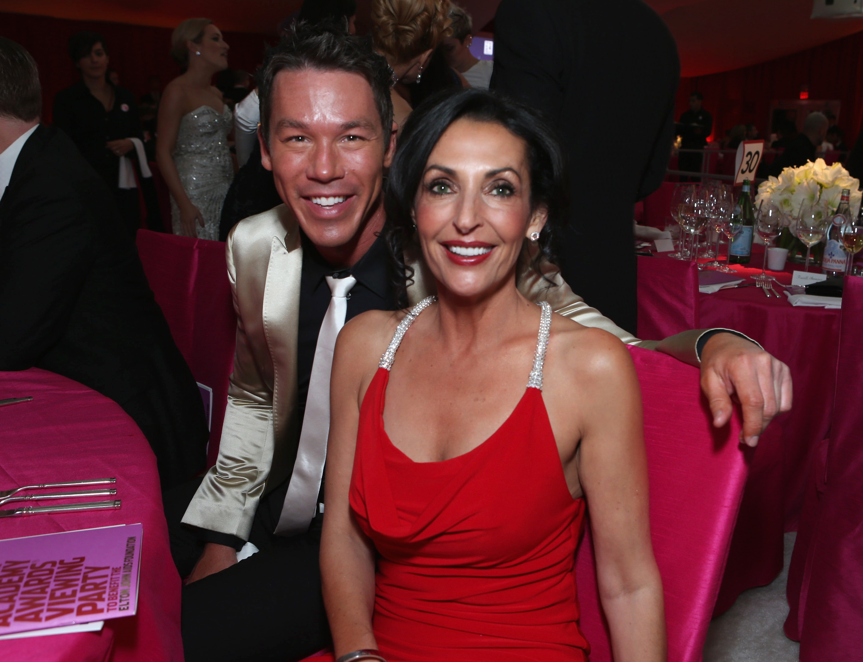 David Bromstad and Ghada Dergham at the Elton John AIDS Foundation Academy Awards Viewing Party