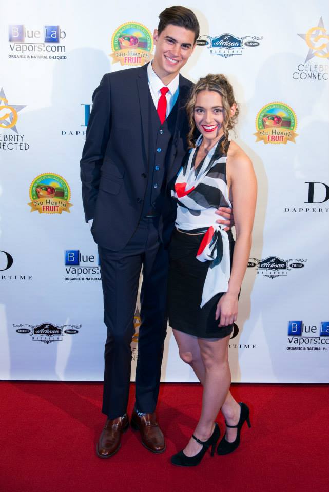 Eric Stanton Betts and Christina Rosse at the American Music Awards Gifting Suites 2014; representing Coffee Scrub Delight.