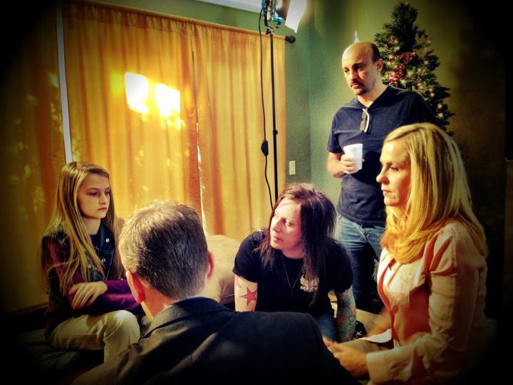 Ashley Switzer, John Epperson, Director Gene Blalock, Producer James Tumminia, and Tara Emmerson on set of 'My Christmas Wish' (2012)