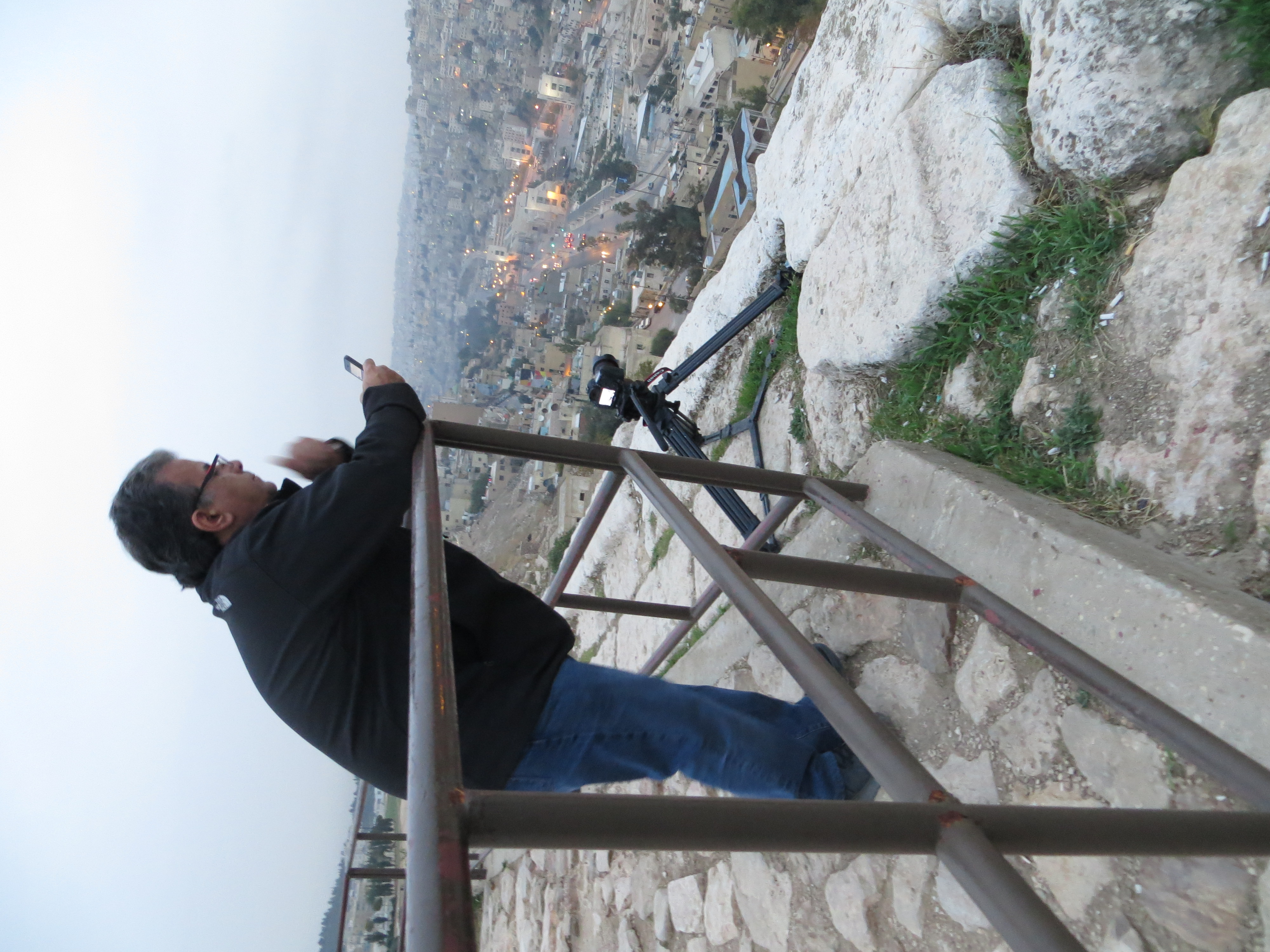 Videographer & Director George Nemeh! Awkward image cold early AM waiting for the sun rise in Capital of Amman Nov 2015 !