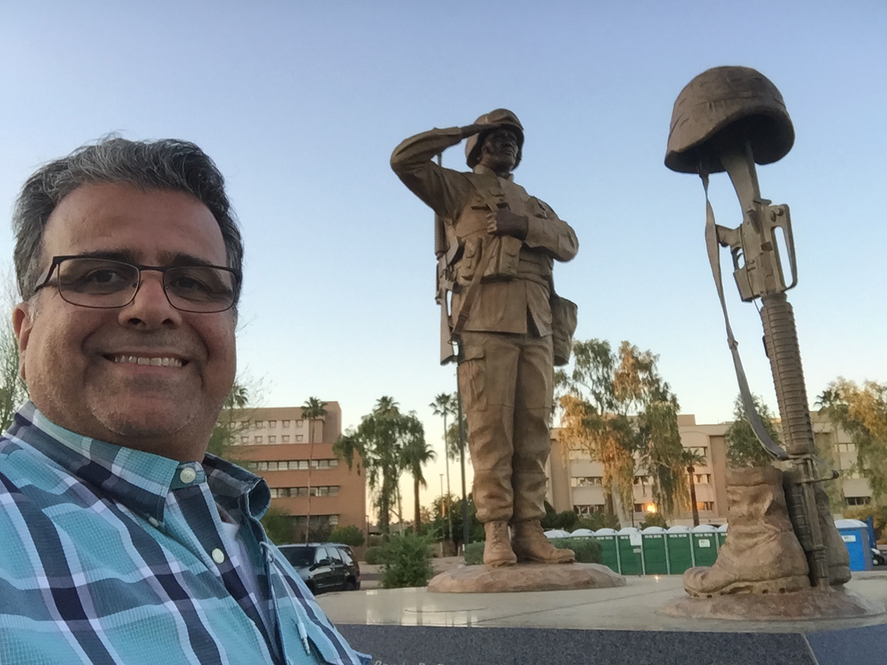 Director George Nemeh on set, but between takes visiting and saluting our fallen heroes!