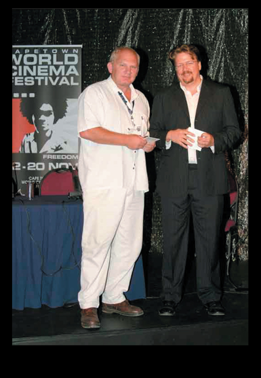 Receiving the Best New Screenplay award for 