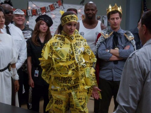 Still of Terry Crews, Melissa Fumero, Andy Samberg and Chelsea Peretti in Brooklyn Nine-Nine (2013)