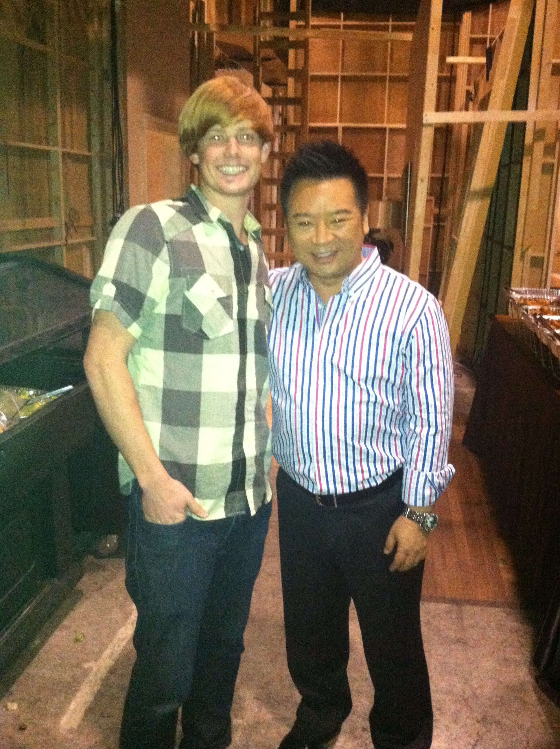 Rex Lee and Jeff Larson on the set of Suburgatory