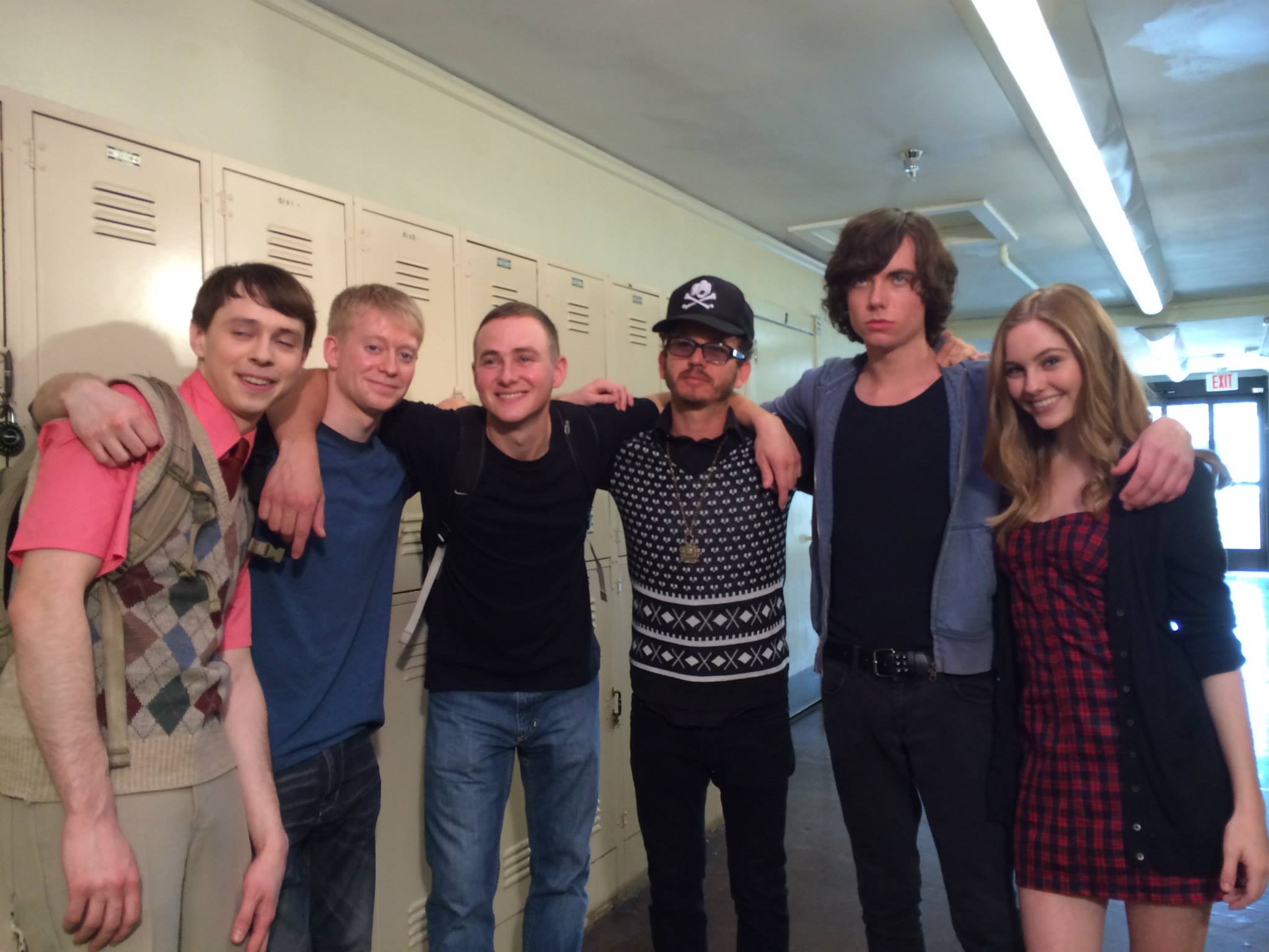 Erin Dinsmore with the cast of The Interview