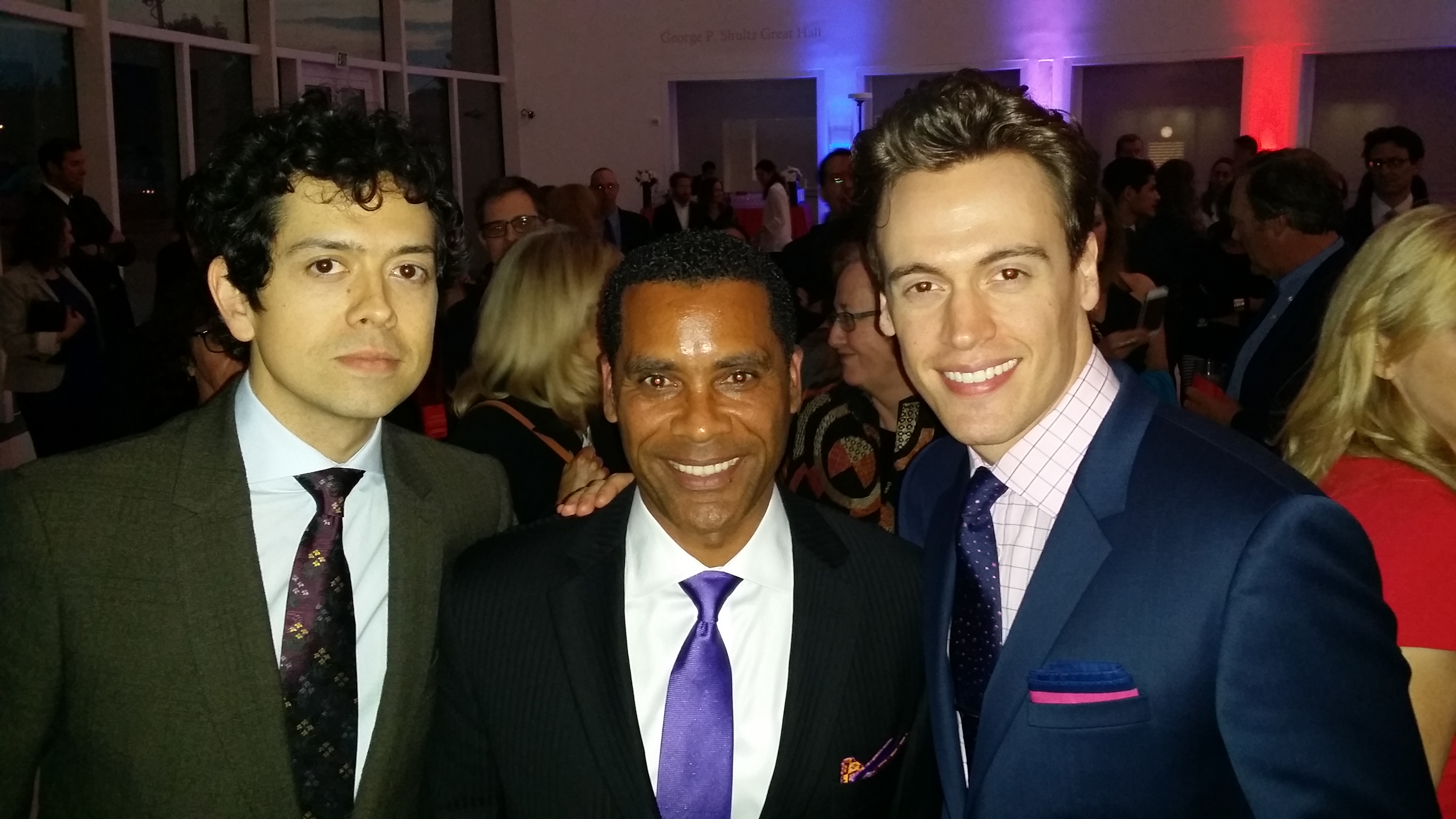Actor Lamont Easter with Actors Geoffrey Arend and Erich Bergen at the CBS Washington DC screening of Madam Secretary