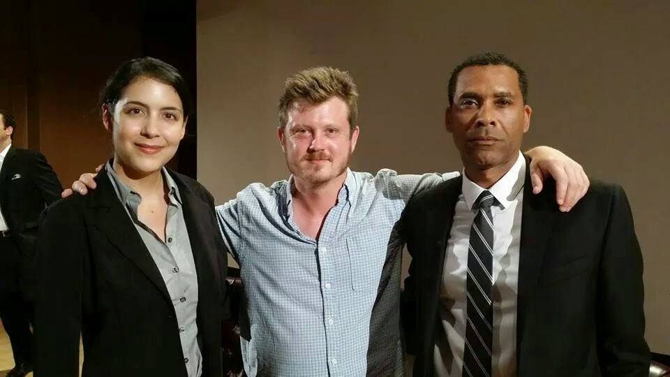 Actor Lamont Easter with Beau Willimon, Writer and Executive Producer of Netflix's House of Cards (l) Actor Catalina Parks (c) Beau Willimon (r) Actor Lamont Easter