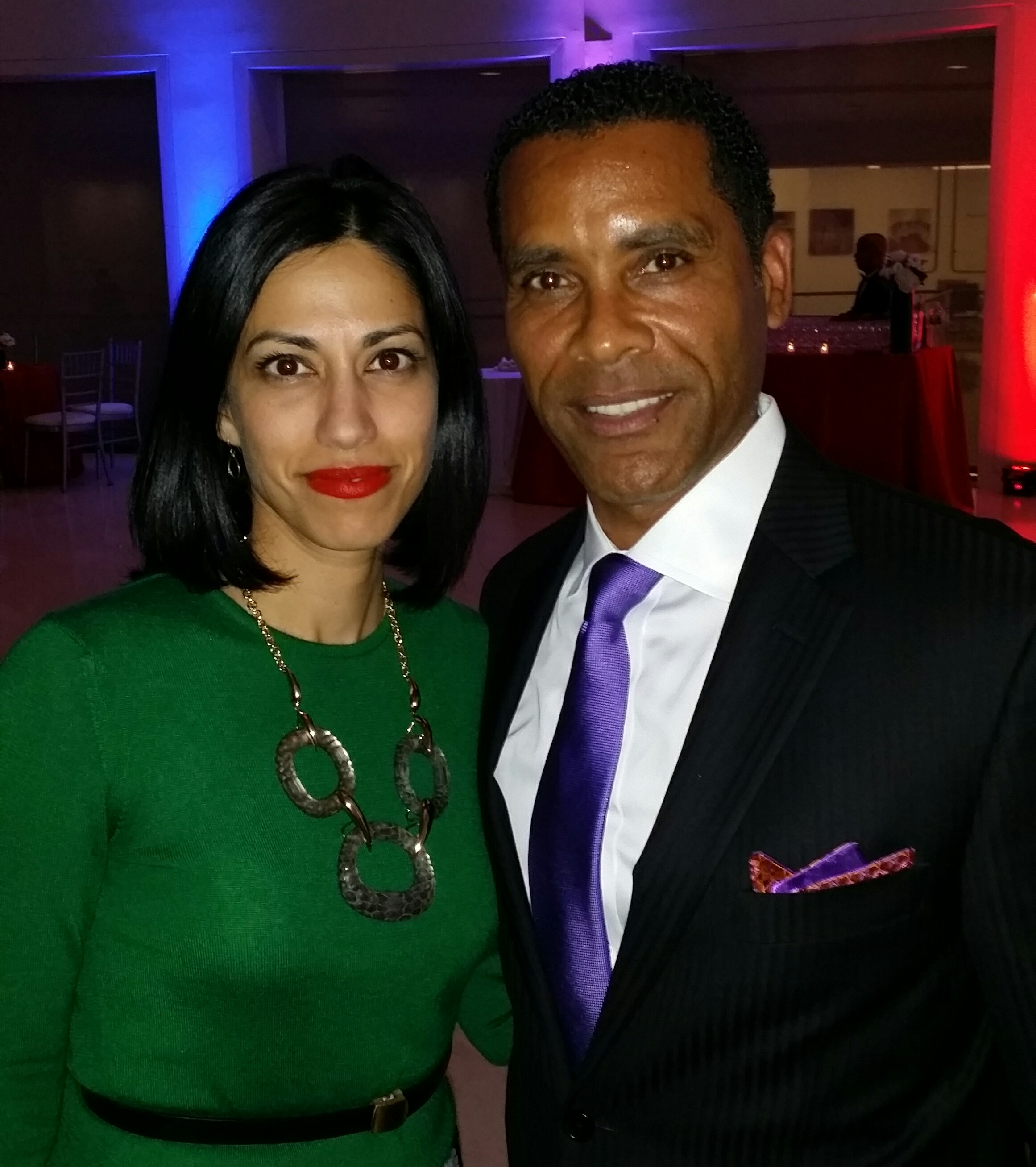 Actor Lamont Easter with Huma Abedin at the CBS Washington, DC screening of Madam Secretary