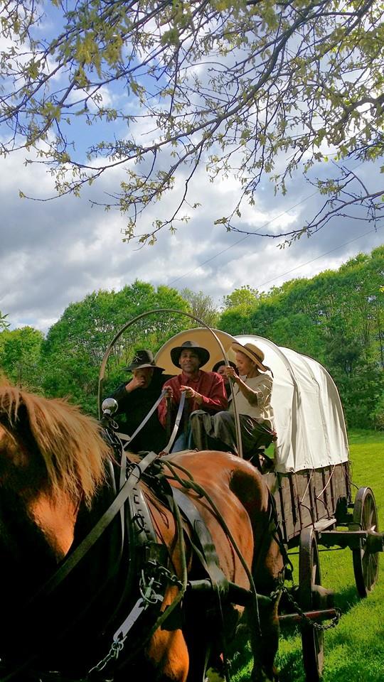 Actor Lamont Easter driving a wagon in 1887 as Bill Barnaby in the Indie Feature Film The Lonesome Trail - Pre-prodction shot