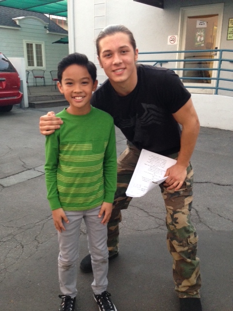 With Leo Howard on Disney's Kickin It after filming, 