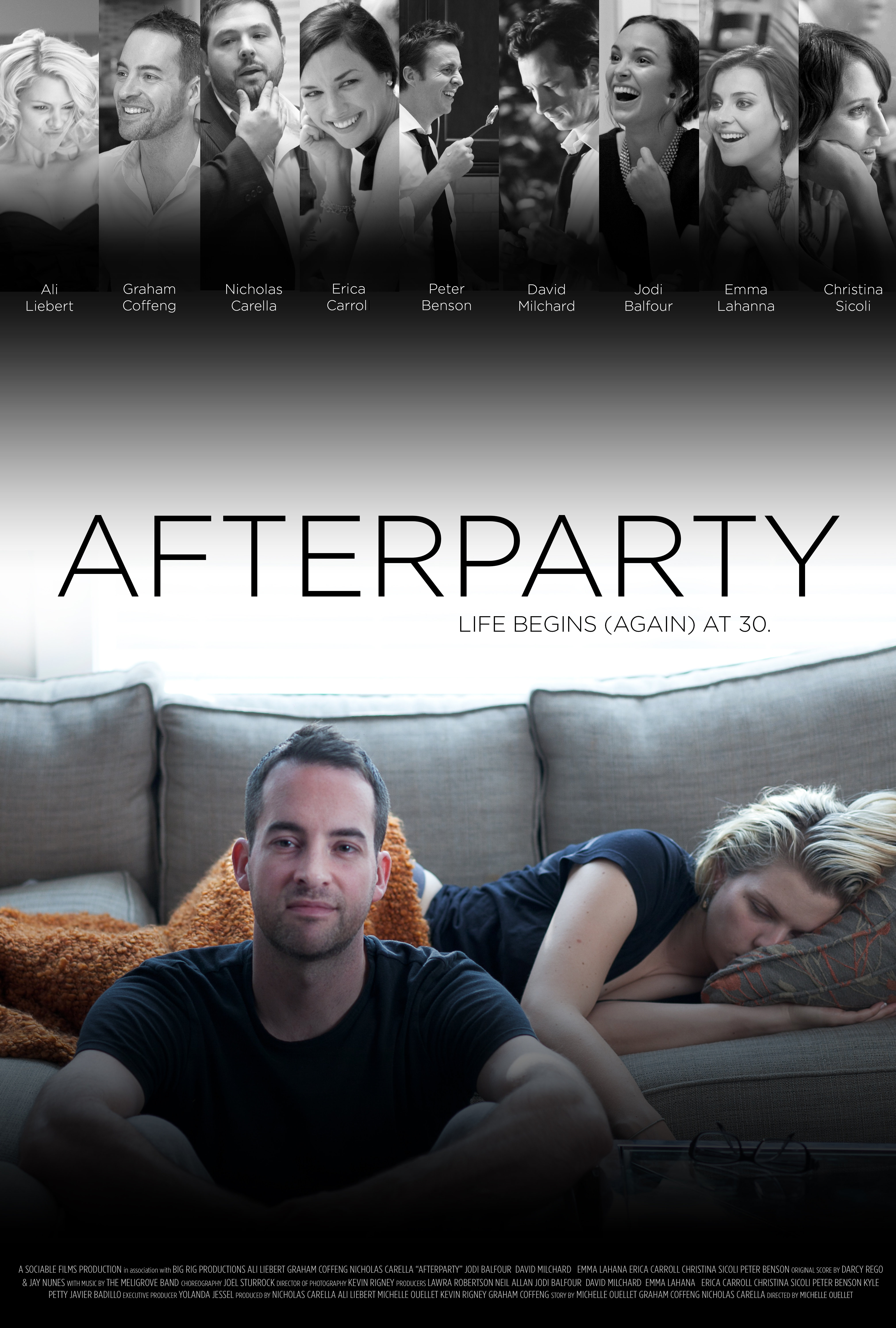 Nicholas Carella, Graham Coffeng, Christina Sicoli, Emma Lahana, Peter Benson, Erica Carroll, Ali Liebert, David Milchard and Jodi Balfour in Afterparty (2013)