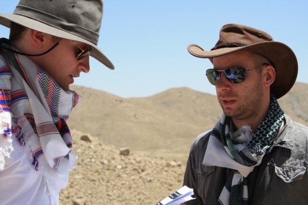 Paul Murphy talks with director David Whitney on the set of 'Kandahar Break' 2008