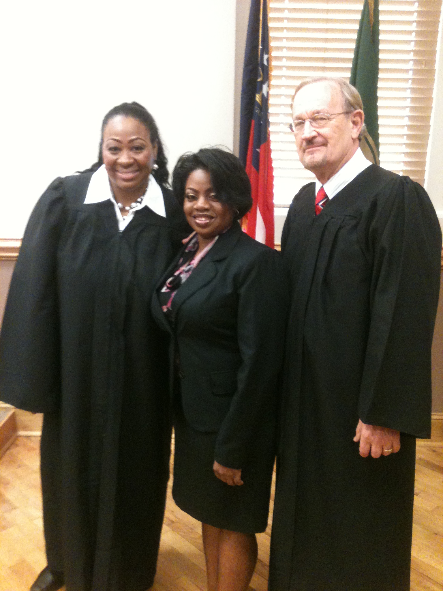 On the set of  Advocate & Solicitor, a hour television drama with myself as Judge Carolyn Stokes also pictured with creator, writer, producer and lead Roslyn D. Evans and Loren Baker as Judge Hemming