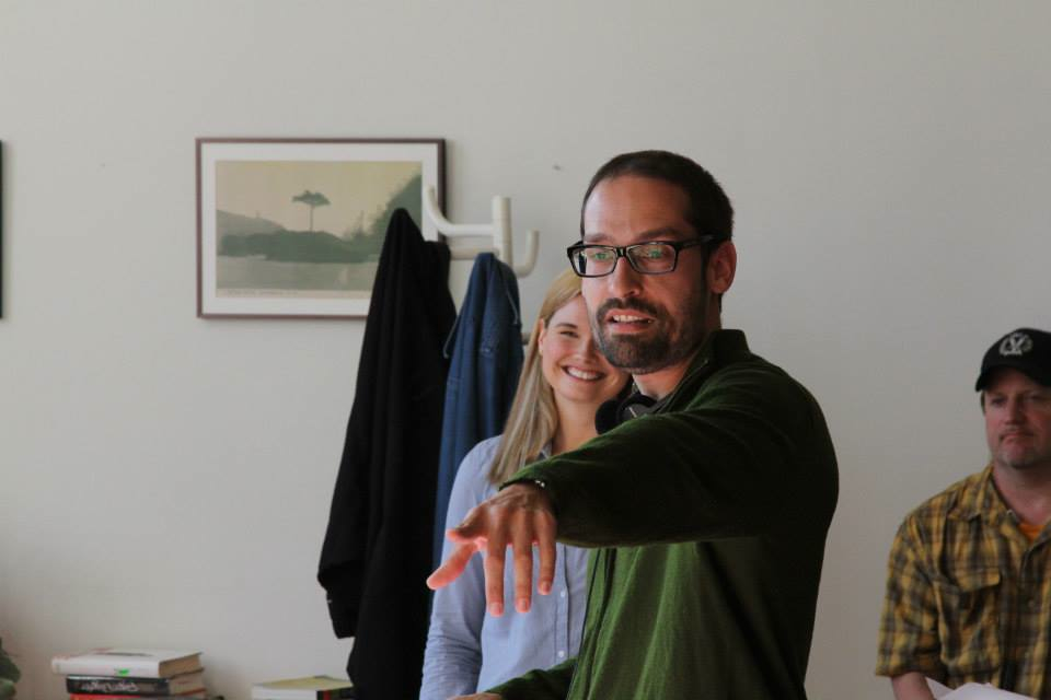 Meredith Jackson and Director Charles Huddleston preparing for the next scene in Blue.