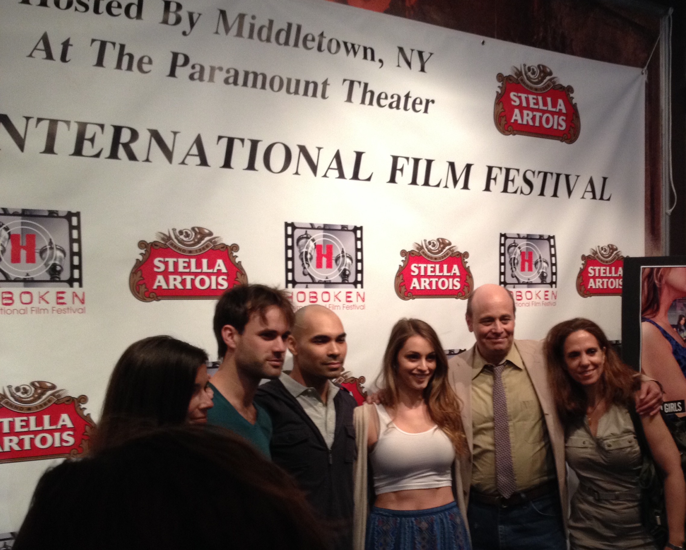 Hoboken International Film Festival premiere of 1.7 Alpha with (l. to r.) Jamie Rose, Seb Stimman, Quanah Jay Hicks, Amy Londyn, Rich Meiman and Jacqueline Delibes