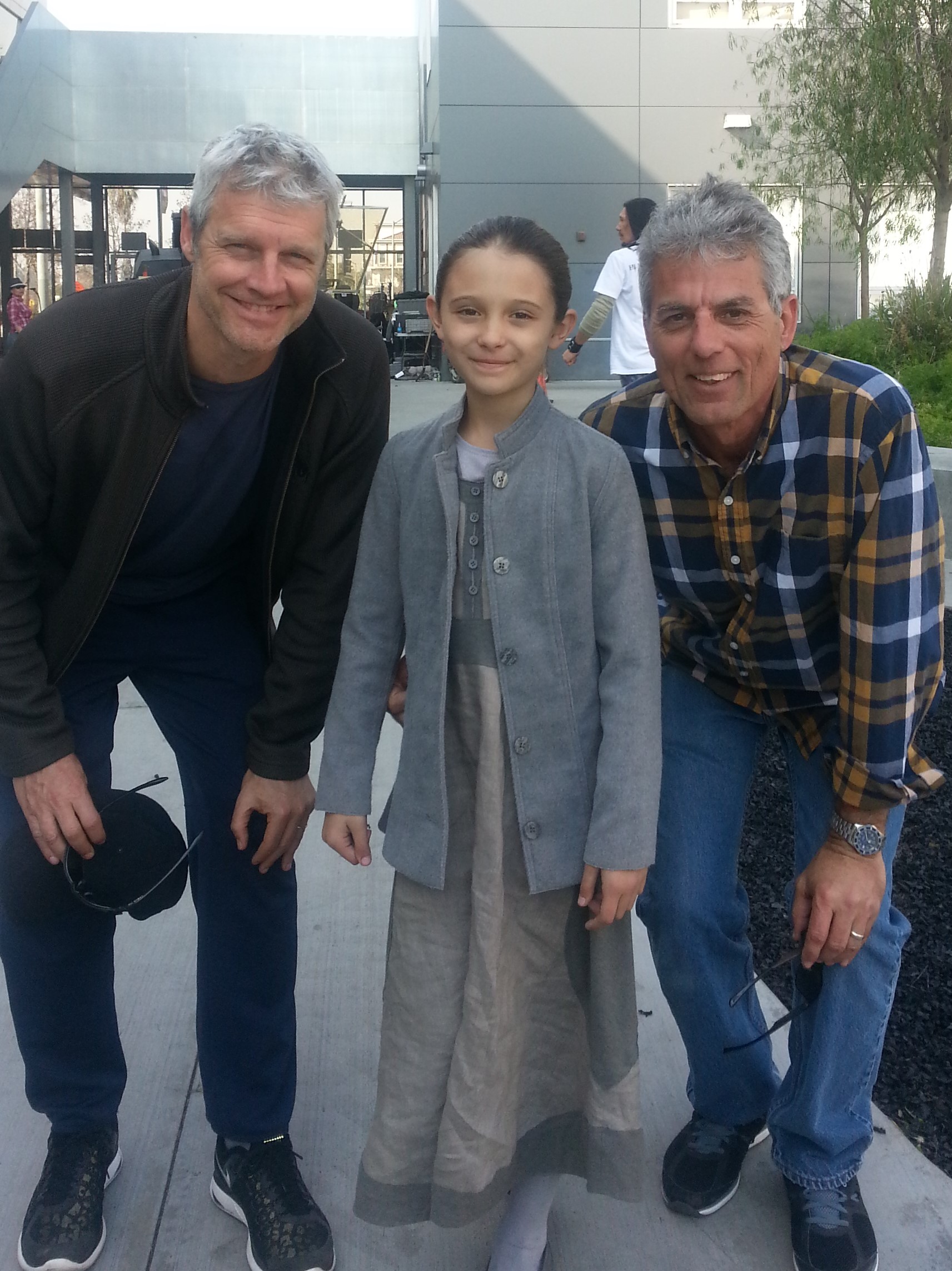 Elyse with Neil Burger, Director and Artist W. Robinson, 1st AD, Divergent.