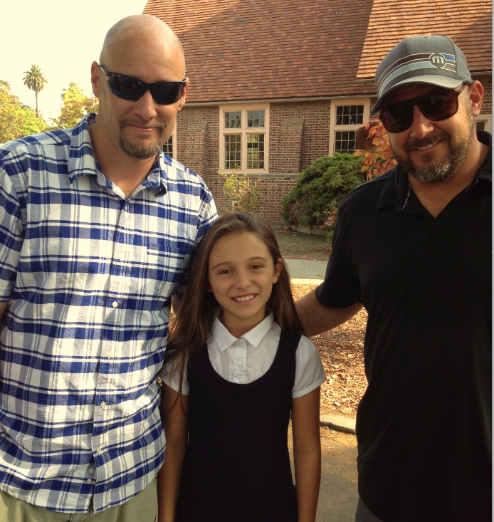 Elyse Cole on the set of Martyrs with Directors Michael and Kevin Goetz.