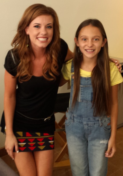 Elyse Cole with Molly Burnett on the set of CSI: Cyber 