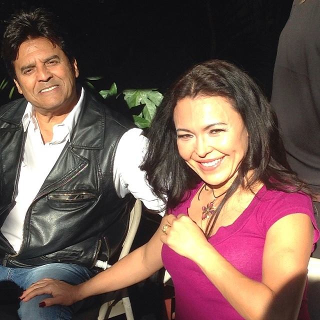 Sandra Santiago and Erik Estrada on the set of Sangre Negra Los Angeles California www.SandraSantiago.com